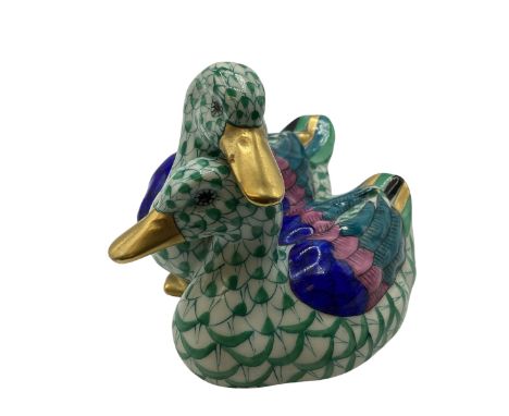 Herend. A Herend model of two ducks. 7cm(h) 