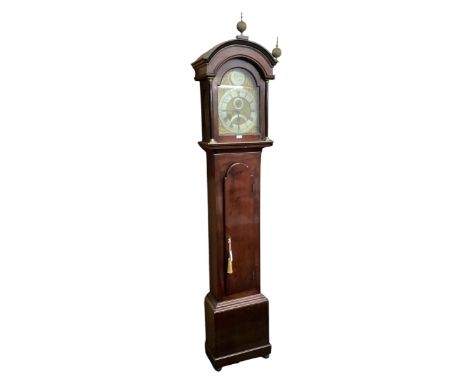 SCOTTISH GEORGE III MAHOGANY LONGCASE CLOCK, JAMES CUTHBERT, PERTHMID 18TH CENTURYthe arched cornice hood with three brass ba