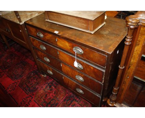 A George III mahogany chest of drawers, circa 1790, the cross banded caddy top above four long graduated drawers and outswept