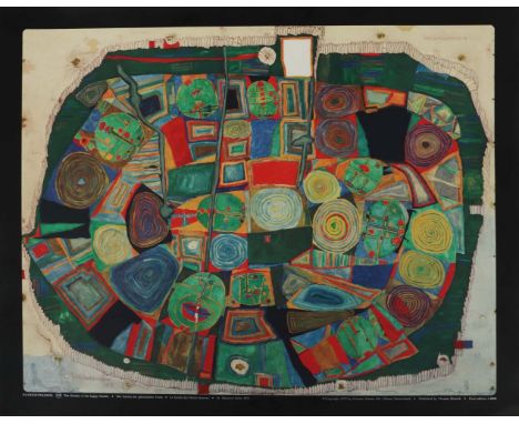 Hundertwasser, FriedensreichWien 1928 - 2000 vor Brisbane. "Der Garten der glücklichen Toten", unten bez. und bet. "Copyright