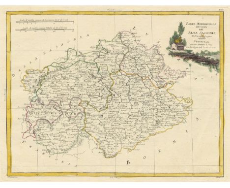 A beautifully detailed 18th-century map of the southern section of Upper Saxony, crafted by the renowned Venetian cartographe
