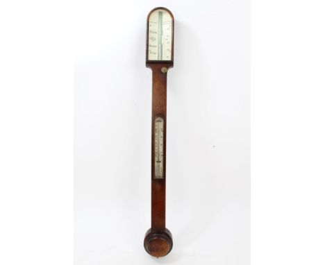 19th century stick barometer / thermometer with ivory scales, signed - T. B. Winter, Newcastle on Tyne, in rosewood case with