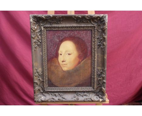 19th century oil on canvas - portrait of Queen Elizabeth I, in gilt frame, 37.5cm x 28.5cm