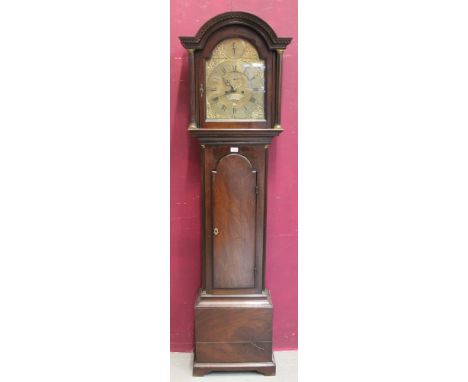 18th century eight day longcase clock with brass arched dial, signed - Jonathan Tolputt, Portsmouth Common, with subsidiary s