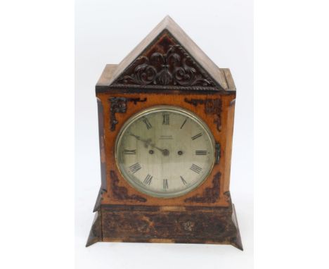 Victorian bracket clock (in need of restoration), with silvered dial, signed - Greenhow Chelmsford, fusee movement striking o