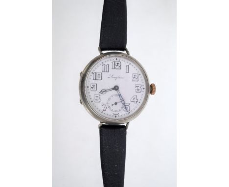 1920s Longines wristwatch, the circular white enamel dial with subsidiary seconds, manual-wind movement, numbered - 3395322, 