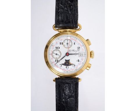 Vintage-style Chronograph Calendar wristwatch, by Ed. Heuer & Co., with moonphase, subsidiary date, seconds and minute record