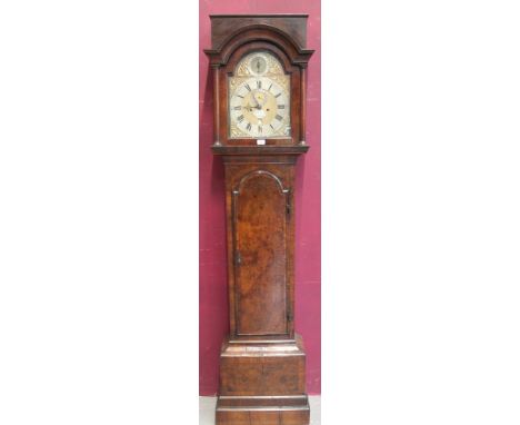 18th century eight day longcase clock with silvered and gilt arched dial, signed - Thomas Burges Gosport, with strike / silen