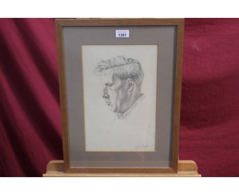 Roderic Barrett (b. 1920), pencil portrait of a gentleman, signed and dated 1939?, in glazed frame, 33cm x 22cm