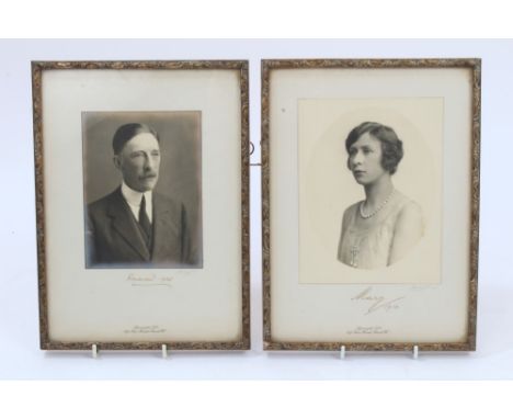 HRH Princess Mary The Princess Royal and The Earl of Harewood - pair signed presentation portrait photographs, by Speaight Lt