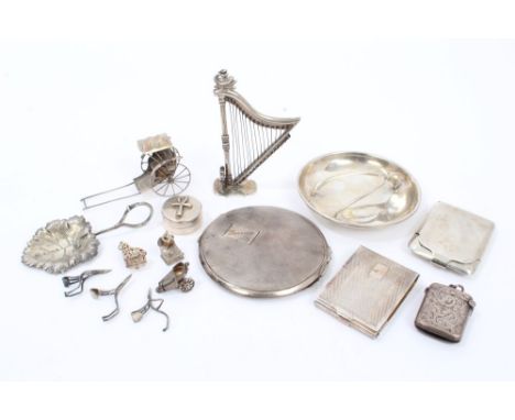 Selection of miscellaneous silver and white metal - including Victorian leaf caddy spoon (London 1880), George Unite, Contine