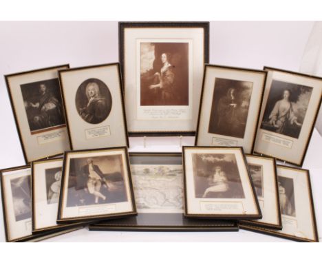 The Marquess of Bristol - a collection of eleven photographic reproductions of portrait paintings of members of the Hervey fa