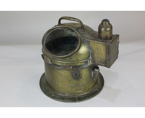A ship's binnacle compass with gimballed action, plaque marked Patt 018, No 19699B, 26cm high