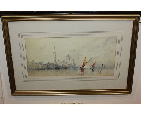 C. R. Yates (early 20th century), Venetian view of boats on the Grand Canal, 'Venetian Waters', watercolour, signed and dated