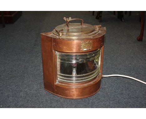 A Meteorite copper corner ships light converted to an electric lamp, 37cm high