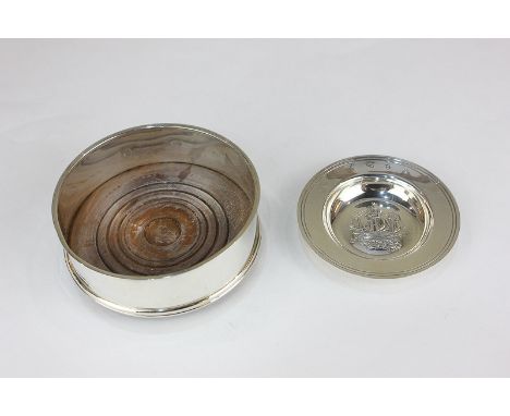 An Elizabeth II silver armada dish, maker C J Vander Ltd, London, 1969, with embossed ships design, together with a silver bo