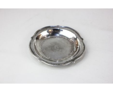 A Keswick School Arts and Crafts silver trinket dish, circular shape with scalloped border, maker Keswick School of Industria