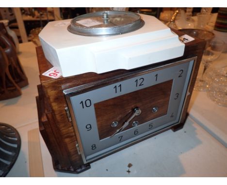 Art Deco mantel clock and a small wall barometer 