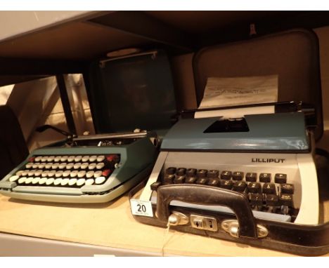 Small portable Smith Corona cased with a cased Lilliput typewriter