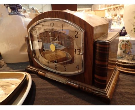 Walnut cased Westminster chime mantel clock