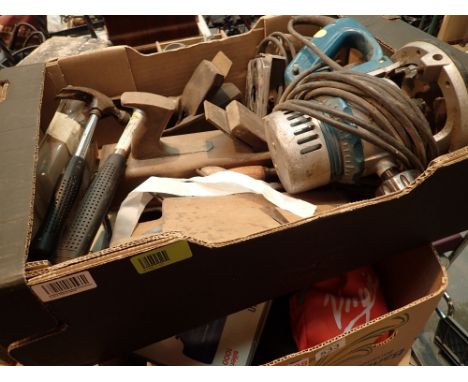 Two boxes of mixed tools and electricals