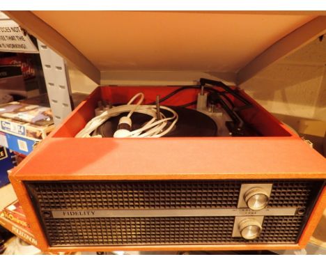 Red and grey fidelity portable record player