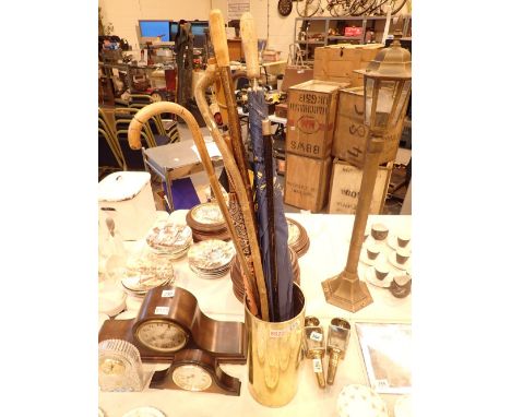 Large heavy brass umbrella and stick stand 