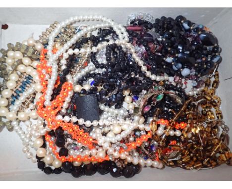 Box of mixed vintage costume jewellery beads