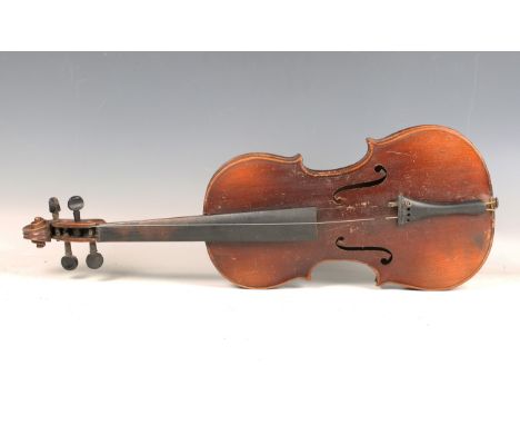 A violin with two-piece back, bearing interior label detailed 'Antonius Stradivarius... ', length of back excluding button 36