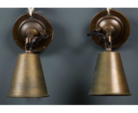 A pair of small Jim Lawrence spotlights, 8cm diameter together with a further hanging lamp (3)Condition report: Some oxidisat