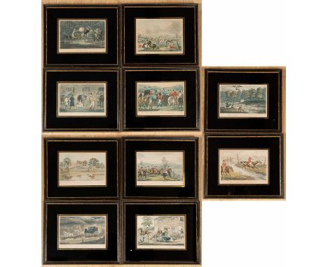 A set of ten hunting coloured aquatints by Rawlins &amp; Alken, including 'Stand and Deliver' and 'Heron Fishing', in Hogarth