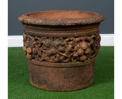 An early 20th century terracotta planter Designed by Archibald Knox and Retailed by Libertys as the Ebor. The Pot having a ba