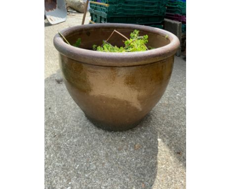 Large Circular Glazed Planter 