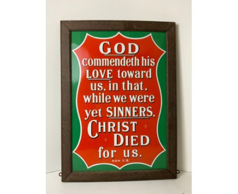 Framed Biblical Edwardian Enamel Sign - 55cm x 40cm 