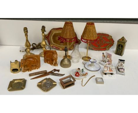 Candle Lights, Brass Lamp Bases, Ornaments and Pocket Knife etc 