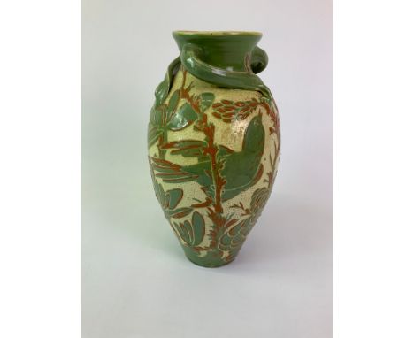 CH Brannam Barnstaple North Devon Slipware Art Pottery Vase Signed JD 1896 for James Dudeny - 38cm High (Ex Barry Hancock Col