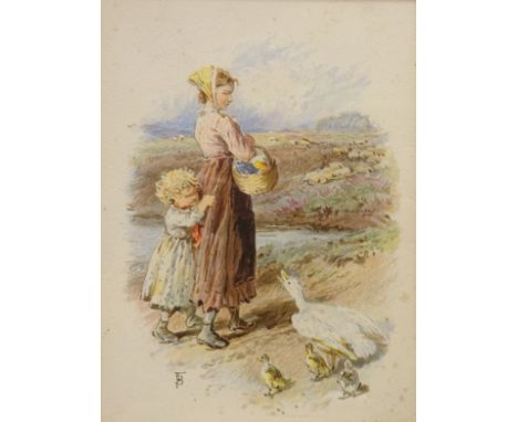 Returning from Shopping, colour print after Myles Birket Foster (British 1825-1899) 12.5cm x 9.5cm Condition Report Click her