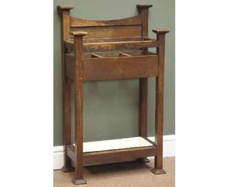 Arts & Crafts period oak hall stick and umbrella stand, W50cm, H84cm, D26cm Condition Report Click here for further images, c