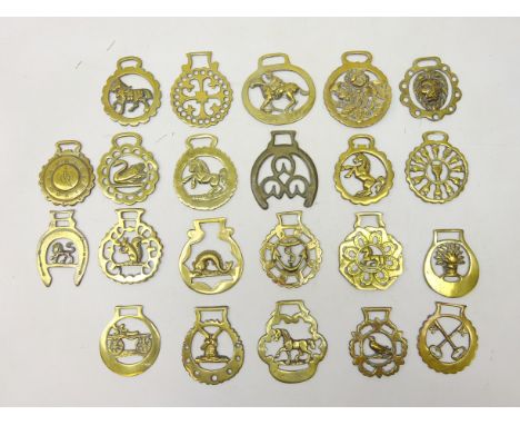 Collection of various Horse Brasses including Clock, Anchor, Maltese Cross, Wheatsheaf etc (22) Condition Report Click here f