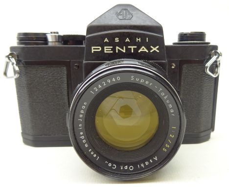 Asahi pentax S1a SLR camera, No.657077 with Super Takumar 1:2/55 lens, Provenance: Property of Gordon Taylor, professional ph