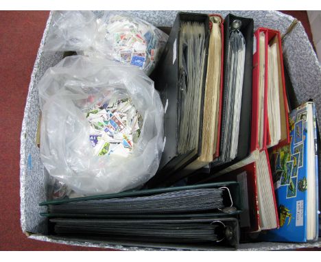 A Large Box of Stamp and First Day Cover Albums:- GVI Commonwealth and World stamps mainly used. Plus empty albums and approx