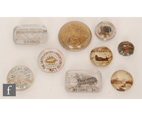 Four early 20th Century glass advertising paperweights, comprising The United Asbestos Company, Bangalore and Kolar Goldfield