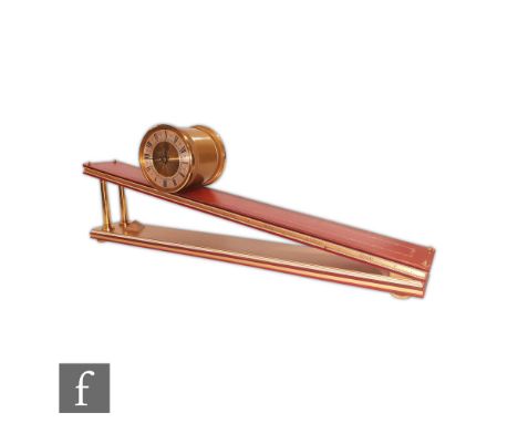 A late 20th Century Dent inclined plane mantle clock, the inscribed centre bordered by a silvered chapter ring, the movement 
