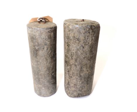 Two lead longcase clock weights.