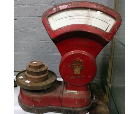 A Berkel Auto scale, London, Type 3 No. 23877, decorated with the Berkel coat of arms and motto 'Stella Duci', 42cm wide x 52