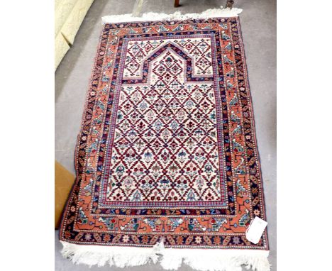 A modern Persian prayer rug, with ivory ground Mirab panel, approx 160 x 107 cms.