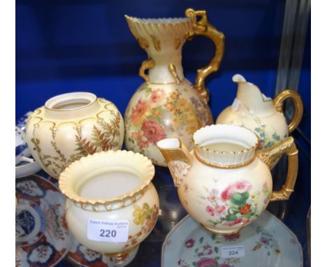 ROYAL WORCESTER BLUSH IVORY;  a jug, teapot and similar items (5)