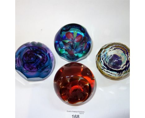 FOUR CAITHNESS GLASS PAPERWEIGHTS with boxes 