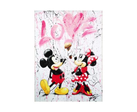 Pop-Art print on canvas "Love by Mickey and Minnie" || Pop-Art print op canvas : "Love by Mickey en Minnie"  -  80 x 60 getek