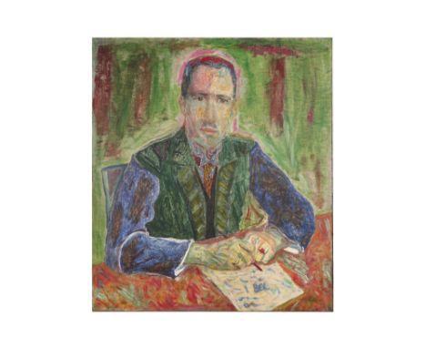 20th Cent. oil on canvas with a colourful portrait - with a "CA" monogram || C A 20ste eeuws olieverfschilderij op doek (gema